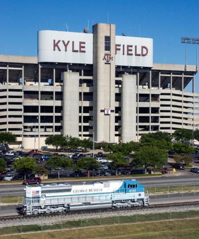 Small | UP Locomotive No. 4141 outside of Kyle Field at Texas A&M - 2005