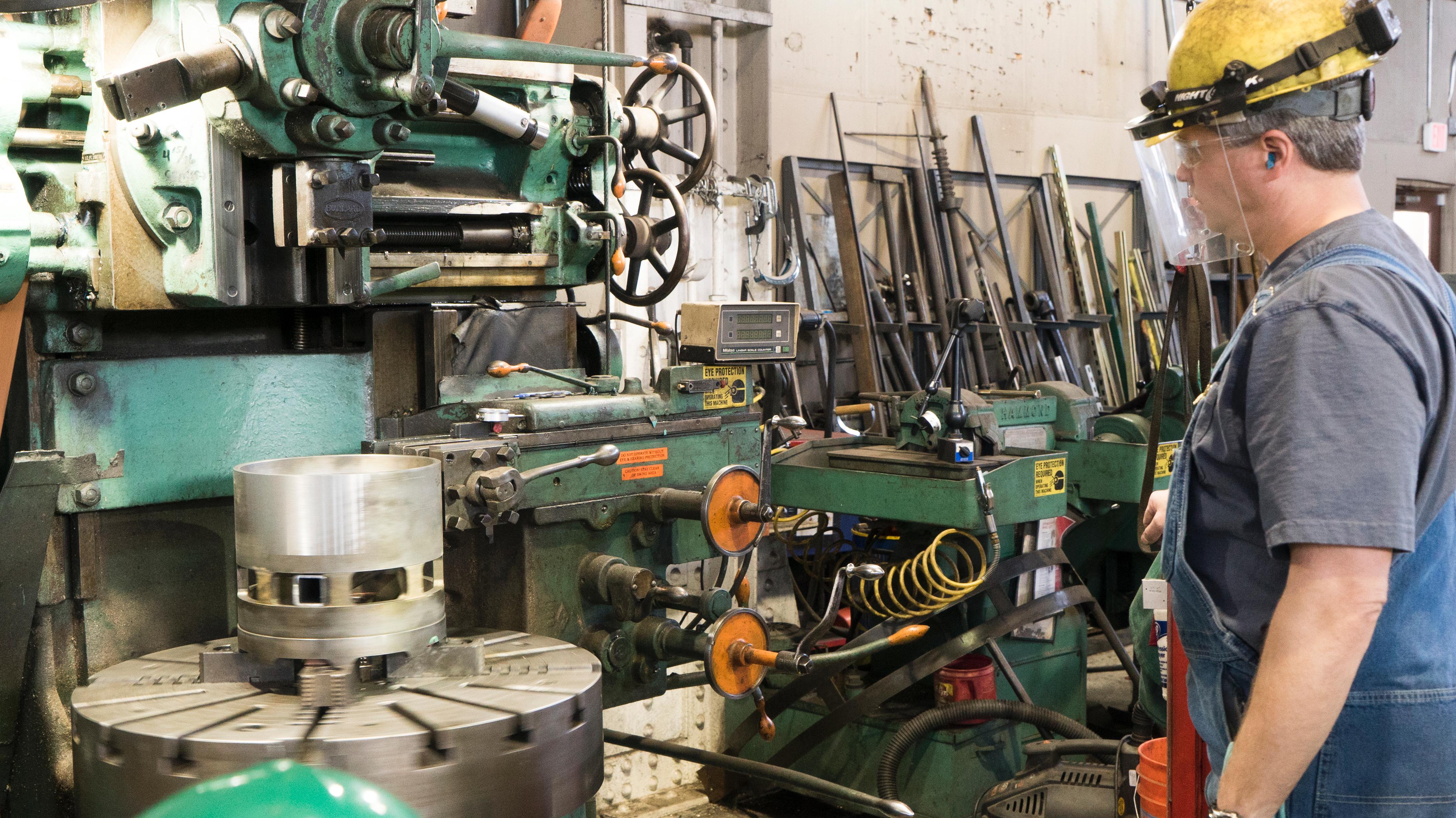 Machinist Garland Baker machines No. 844's valve.