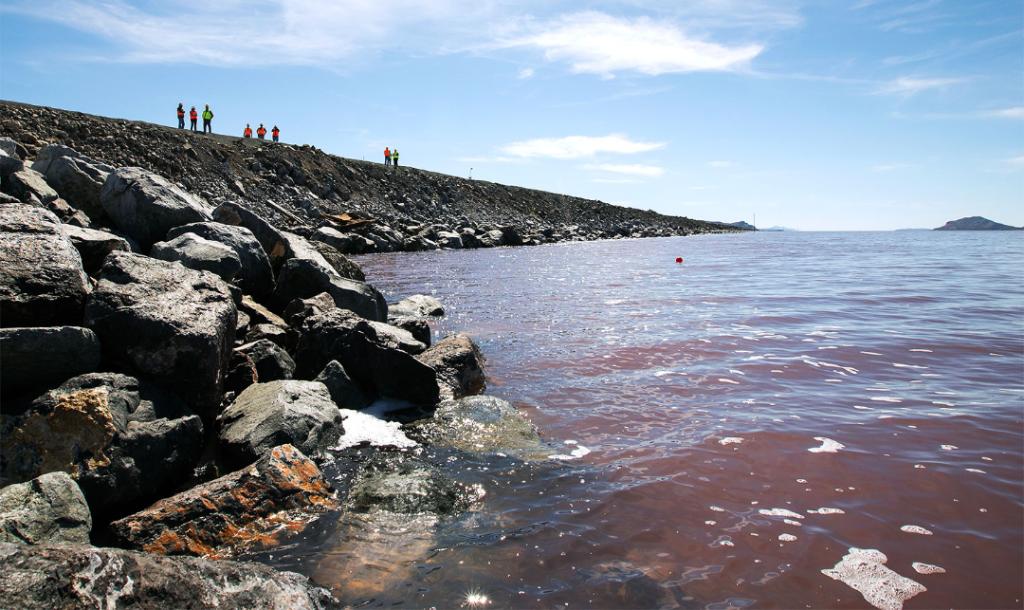 Large | Inside Track: Salt Lake Causeway - pink side of lake