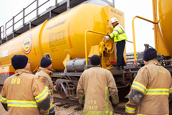 Salo during recent first responder training with the Omaha Fire Department.