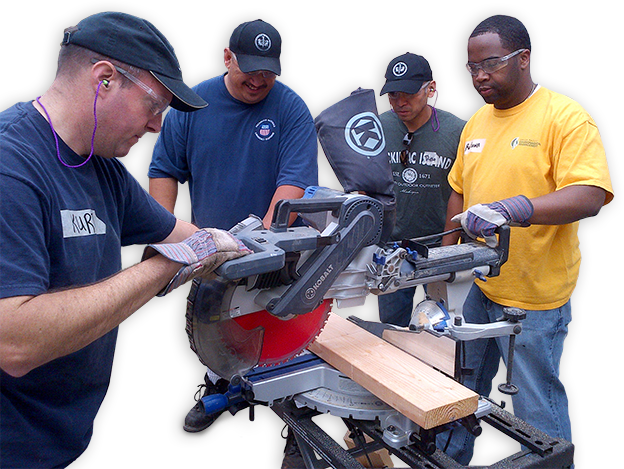 Union Pacific employees and the community building houses.