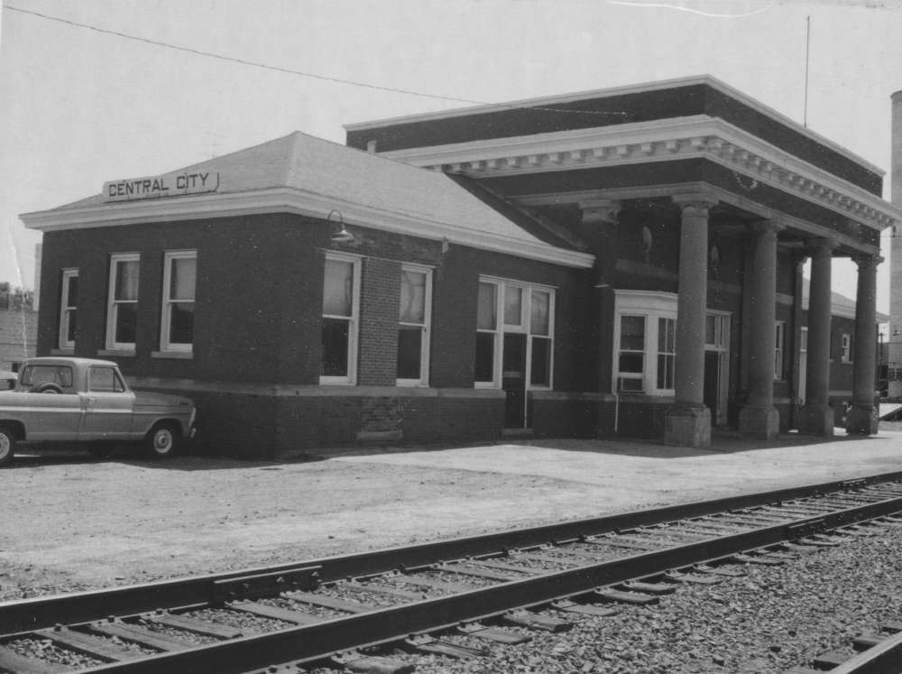 Photograph of the train station in Central City, Nebraska