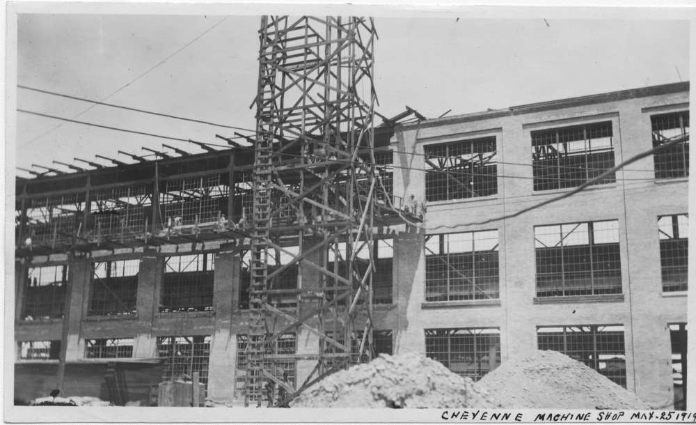 Machine shops in Cheyenne, Wyoming, under construction on May 25, 1919