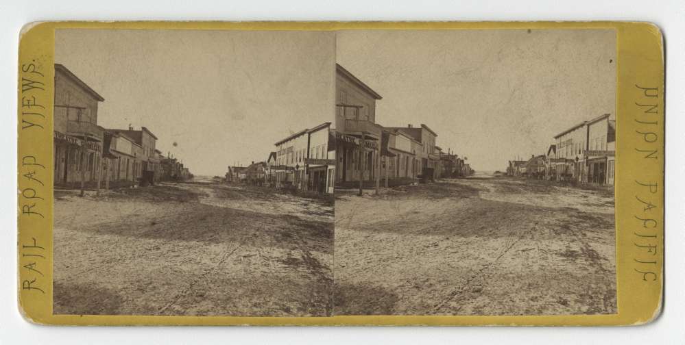 Andrew J. Russell plate 65, Cheyenne, WY on Front Street, c. 1868