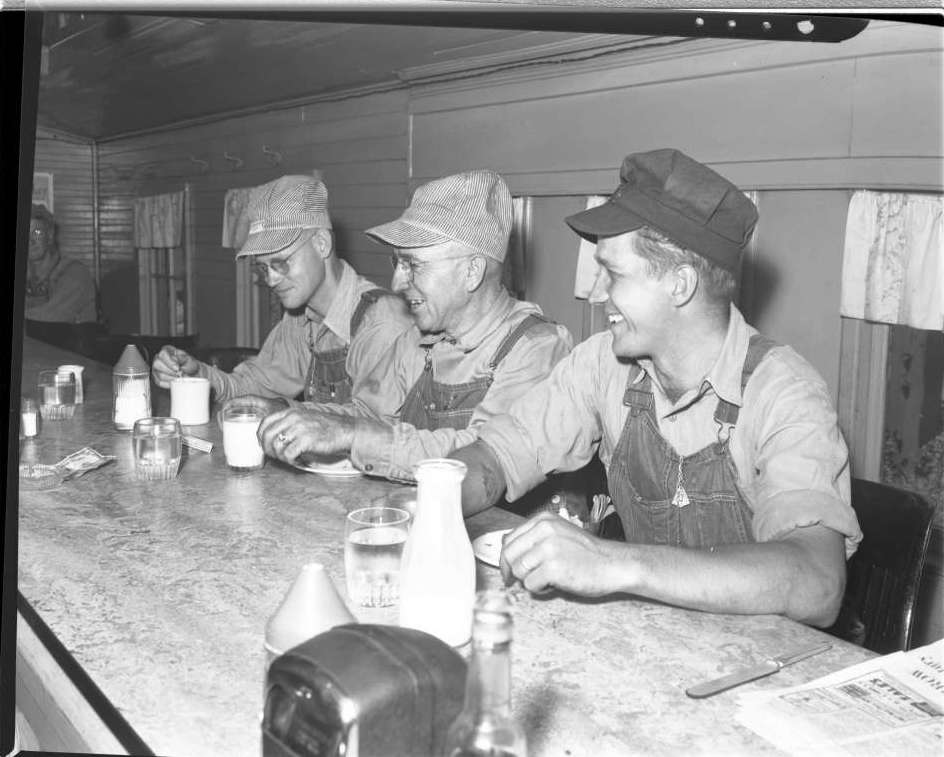 Railroad crew eating in a Columbus beanery