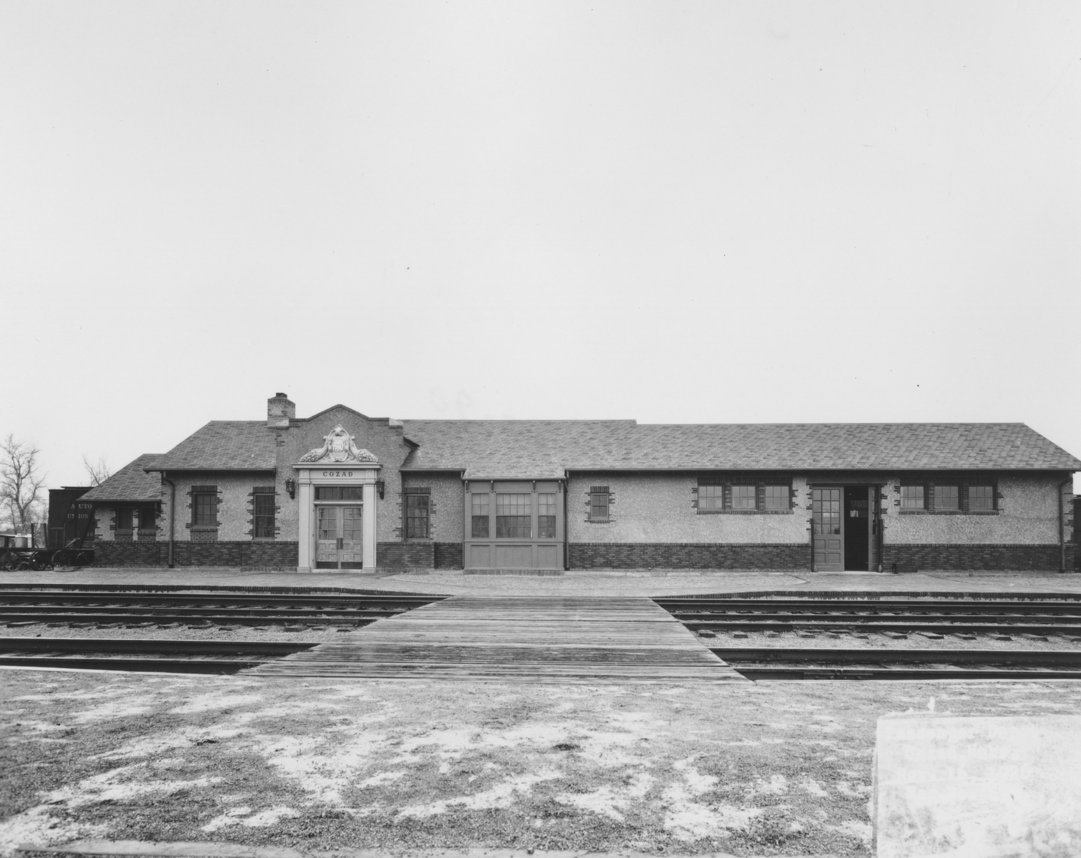Photograph of the train station in Cozad, Nebraska, c1926
