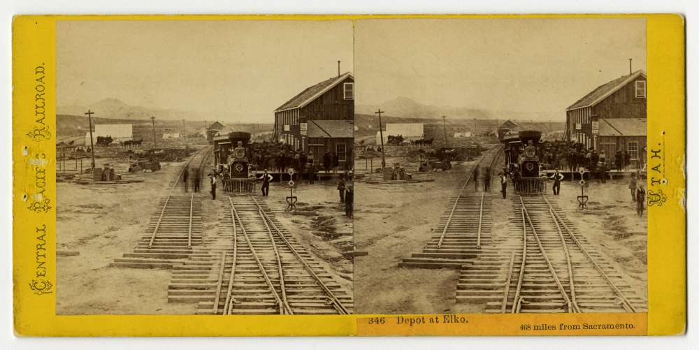 Photograph of Southern Pacific freight station in Elko, Nevada, 1913