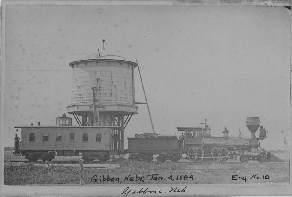 Train engineer, conductor, brakeman with fireman on Colorado Central's Engine No. 10