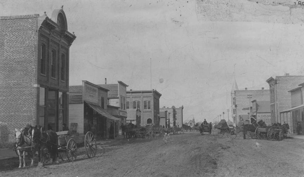 Street scene in Gothenburg, Nebraska, taken in 1892