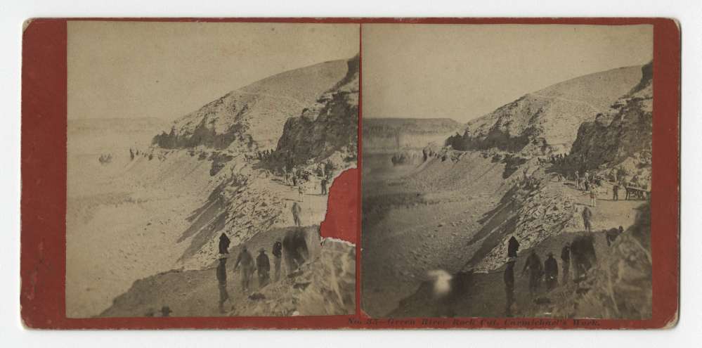 A stereo card format, showing the Green River Rock Cut