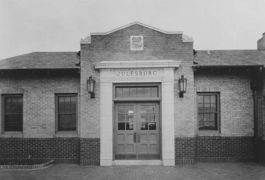 Photograph of a Union Pacific passenger depot in Julesburg, Colorado