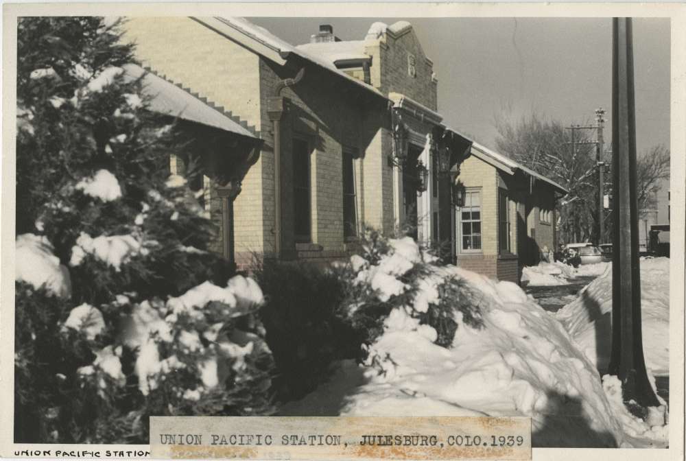 Photograph of Union Pacific Station in Julesburg, Colorado, taken in 1939