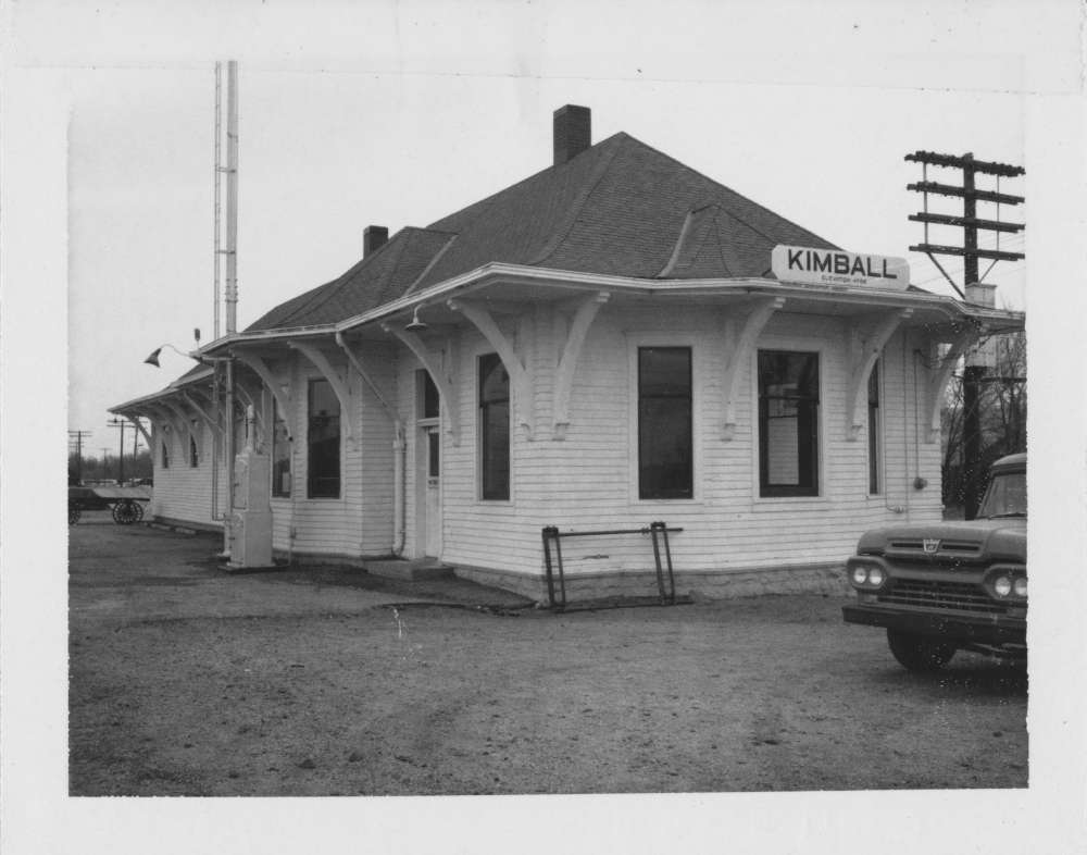 Photograph of a train station in Kimball, Nebraska, 1960