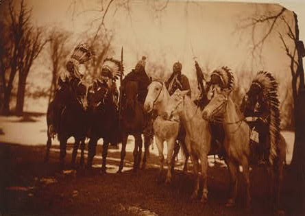 Six tribal leaders on horseback