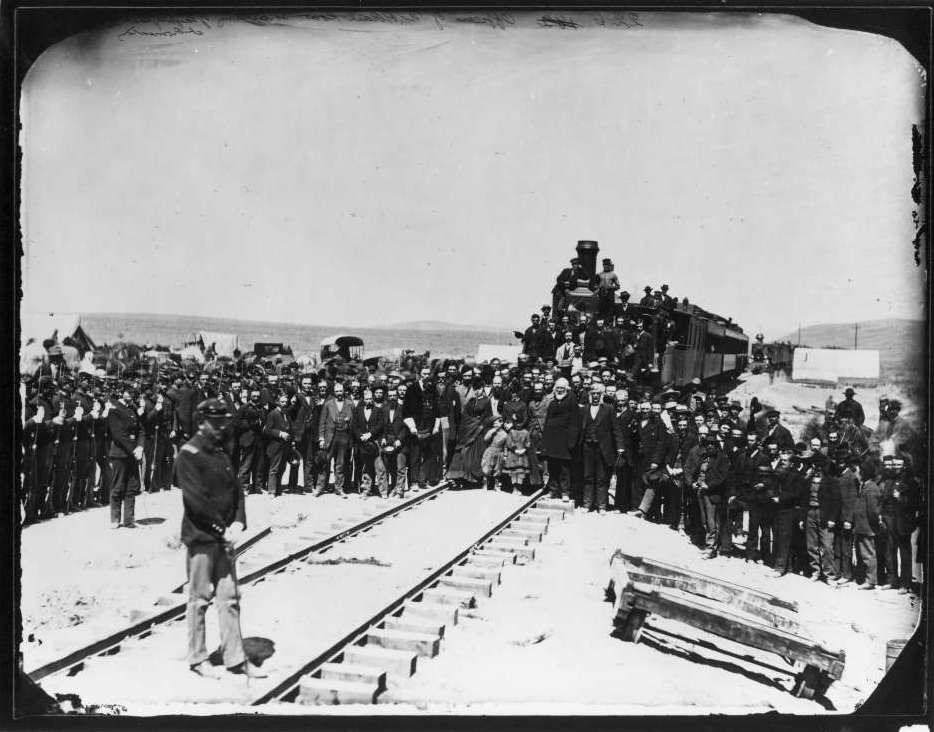 Officers and directors of Union Pacific at the laying of the last rail, Promontory Summit, Utah