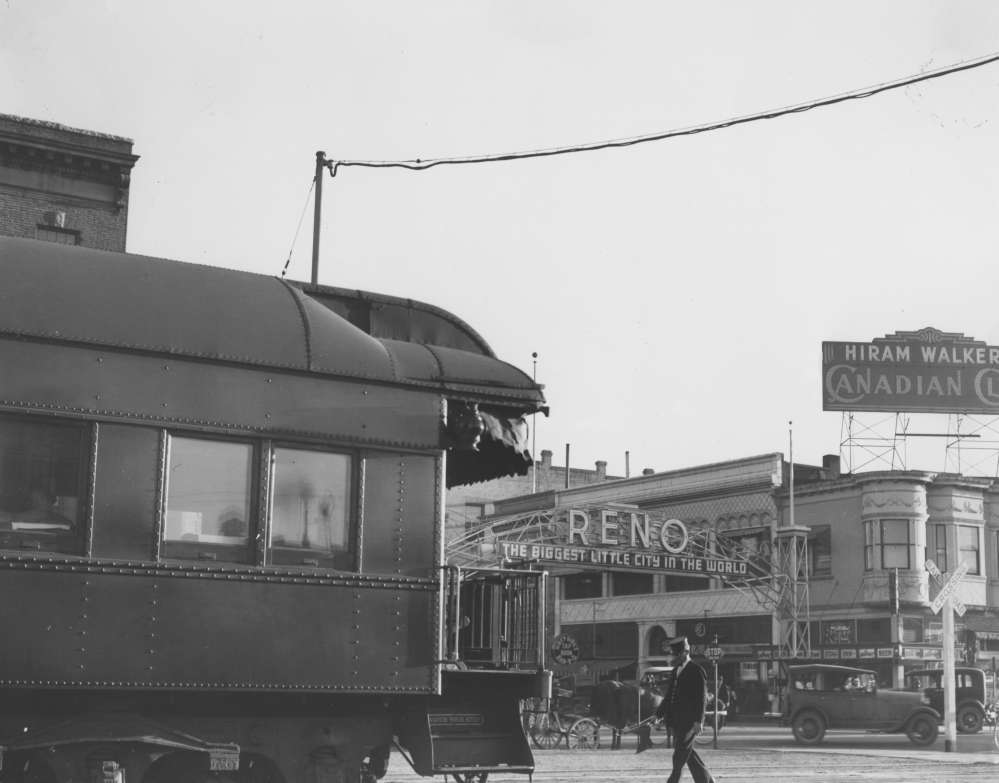 Photograph of the Observation Platform of the Pacific Limited while at Reno, Nevada