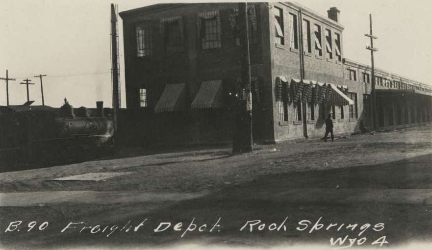 The Union Pacific Railroad yards in Rock Springs Wyoming. c.1920