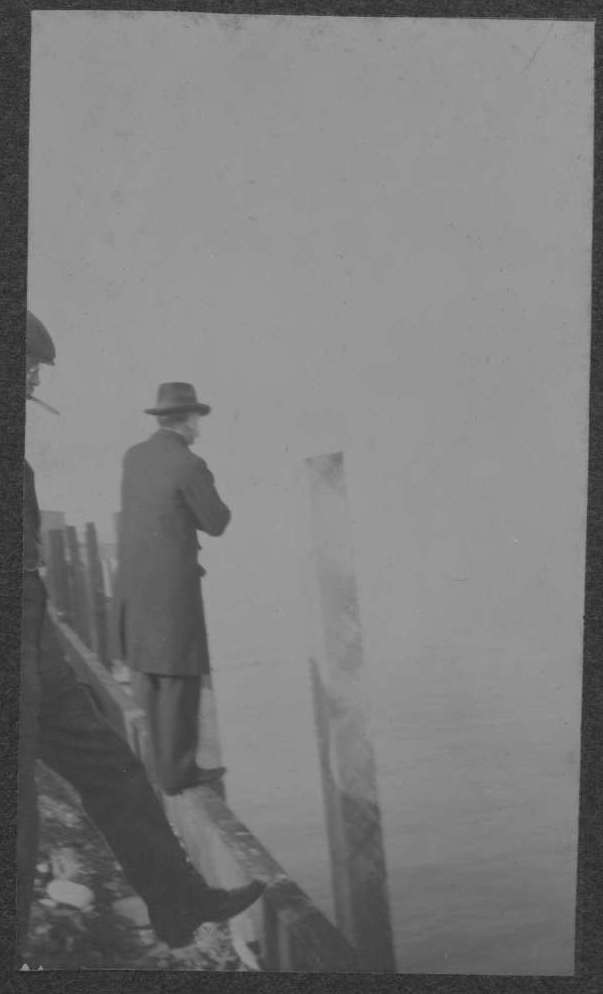Edward H. Harriman gazing out across the Great Salt Lake at Mid Lake