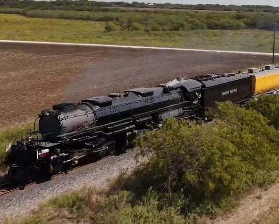 #UP4014 Steam Locomotive passing through farm fields