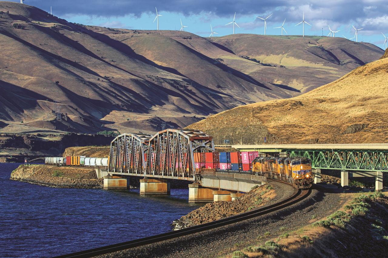 A Union Pacific train passes through Oregon